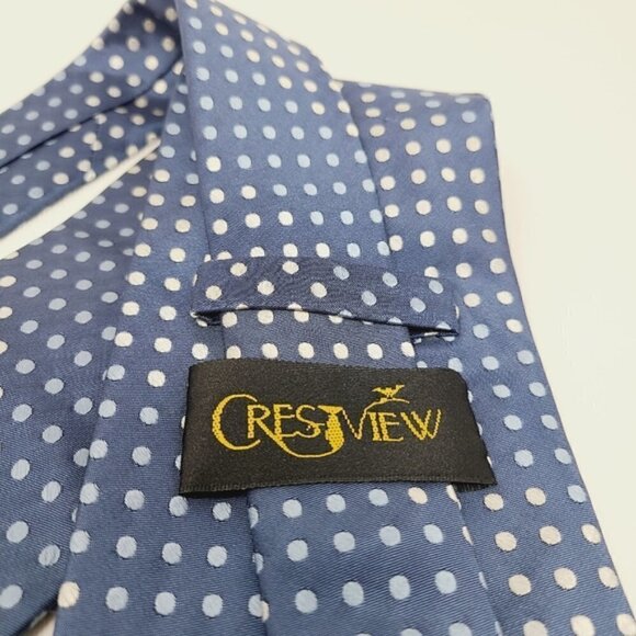 Crestview | Blue/White Polka Dot Silk Handmade Tie - Picture 2 of 11